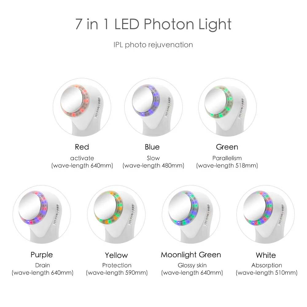 Koop Led Draagbare Ultrasone Gezicht Massager 7 Kleur Photon Verjonging Apparaat Rimpel Remover Facial Massager Huidverzorging Schoonheid Apparaten