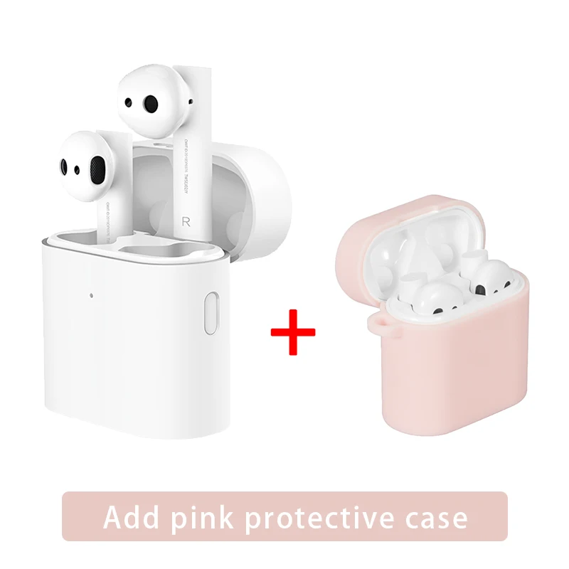 Оригинальные беспроводные наушники Xiaomi Air 2 TWS Bluetooth 2 LHDC HD 14,2 мм с двойным микрофоном ENC автоматическая пауза управление нажатием Airdots Pro 2 - Цвет: Add pink case