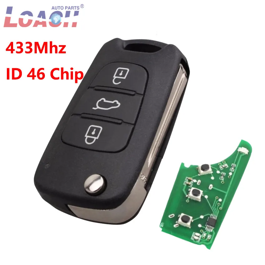 3 кнопки складной дистанционный ключ для Hyundai Fob 433 МГц Elantra 2010 2011 2012 2013 2014 2015 чип