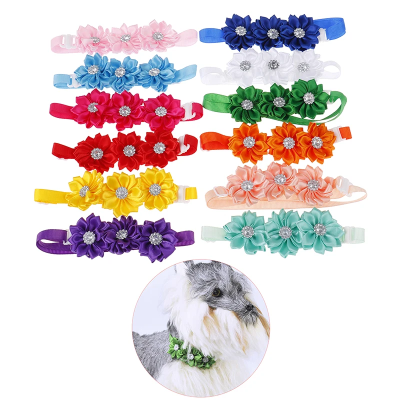 

1pcs Dog Bow Tie Dog Flower Collar Diamod Cat Accessories Puppy Bowtie Collar