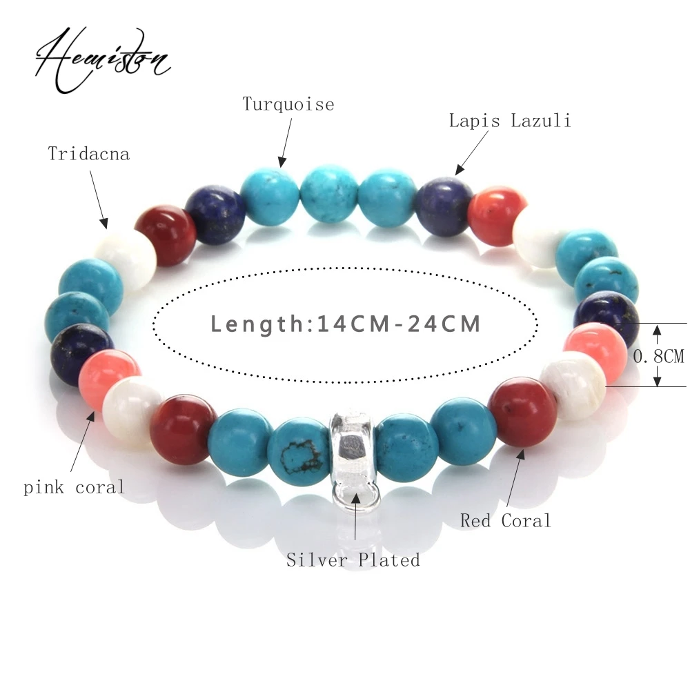 Томас Коралловый голубой камень разноцветный материал смешанный браслет из