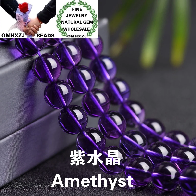 

OMHXZJ Wholesale ZB145 68 10mm DIY Bracelet Necklace Jewelry Making Accessories Findings Natural Stone Fine Amethyst Round Beads