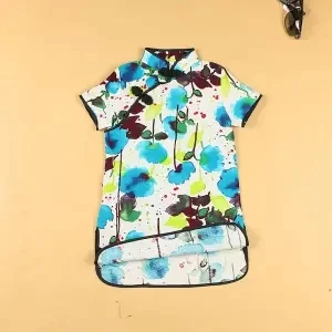

Summer new cotton and linen girls Tang dress princess dress Chinese style cheongsam