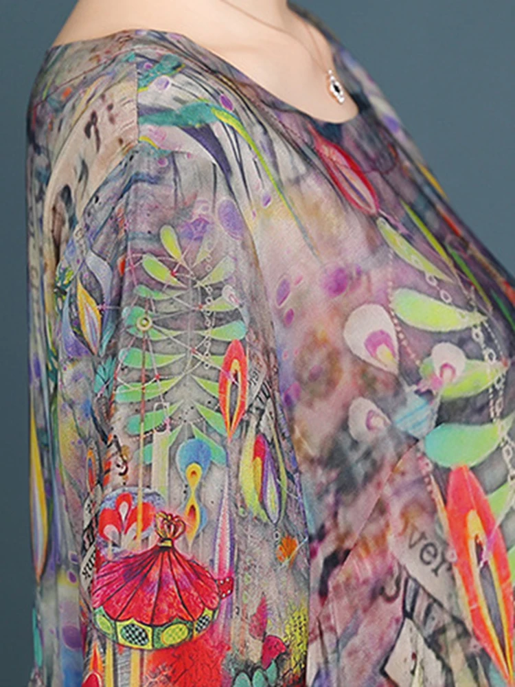 Женское платье с принтом свободного размера плюс Повседневное круглым вырезом и