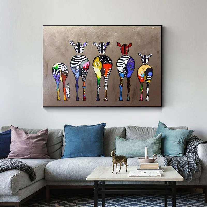 Абстрактная Зебра холст искусство красочные животные принты Африканские