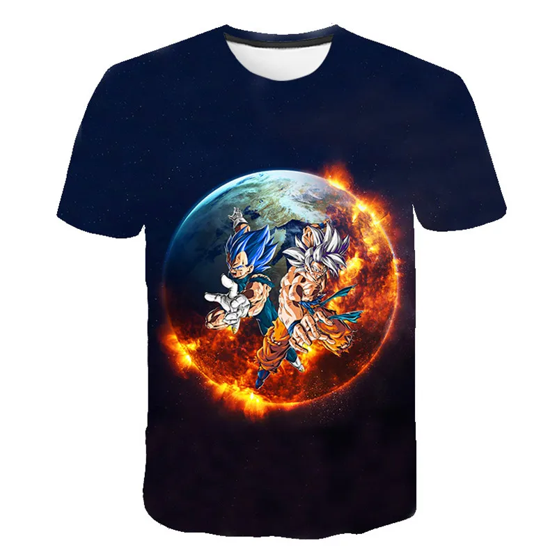 

2021 New 3d Men's T-shirt Black Casual Top Sweatshirt Streetwear Short-sleeved Blue Red Flame Summer Men's and Women's Top Shirt
