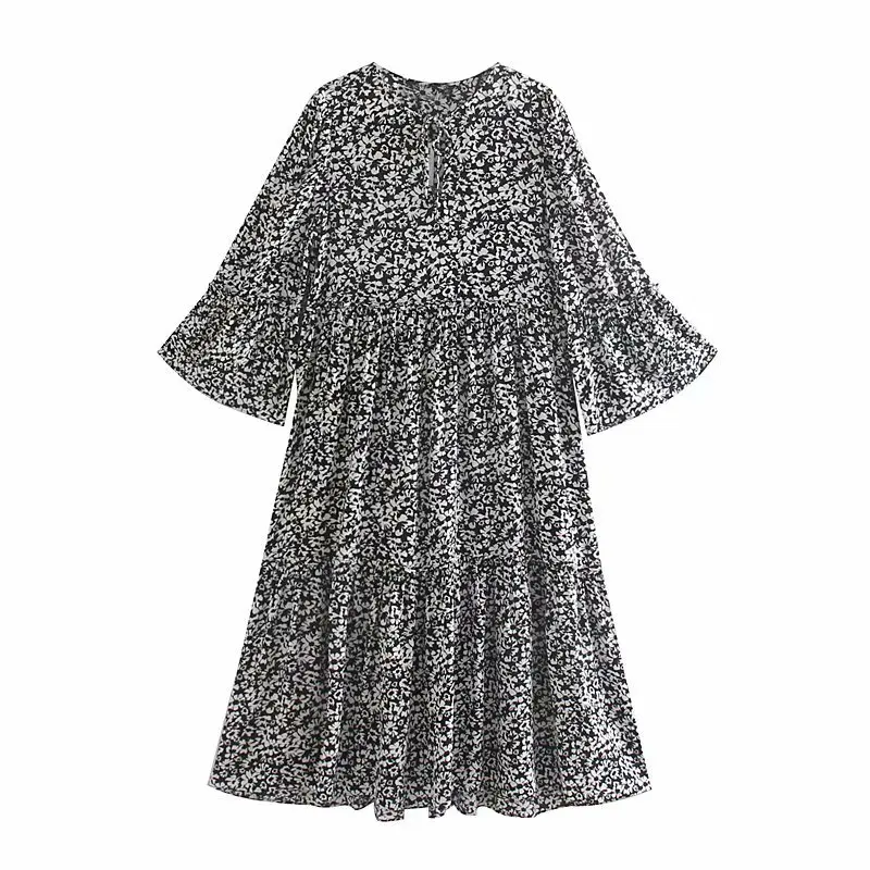 Женское винтажное Кружевное платье миди с цветочным принтом женское