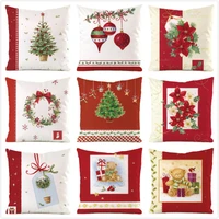 christmas decor cushion cover for home christmas decor polyester throw pillowcase 18x18in pine santa printed xmas pillow cover