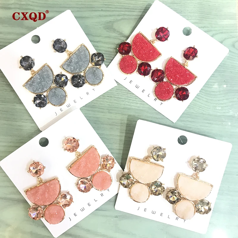 Женские сережки подвески CXQD из сплава золотого стекла и смолы вечерние ювелирные