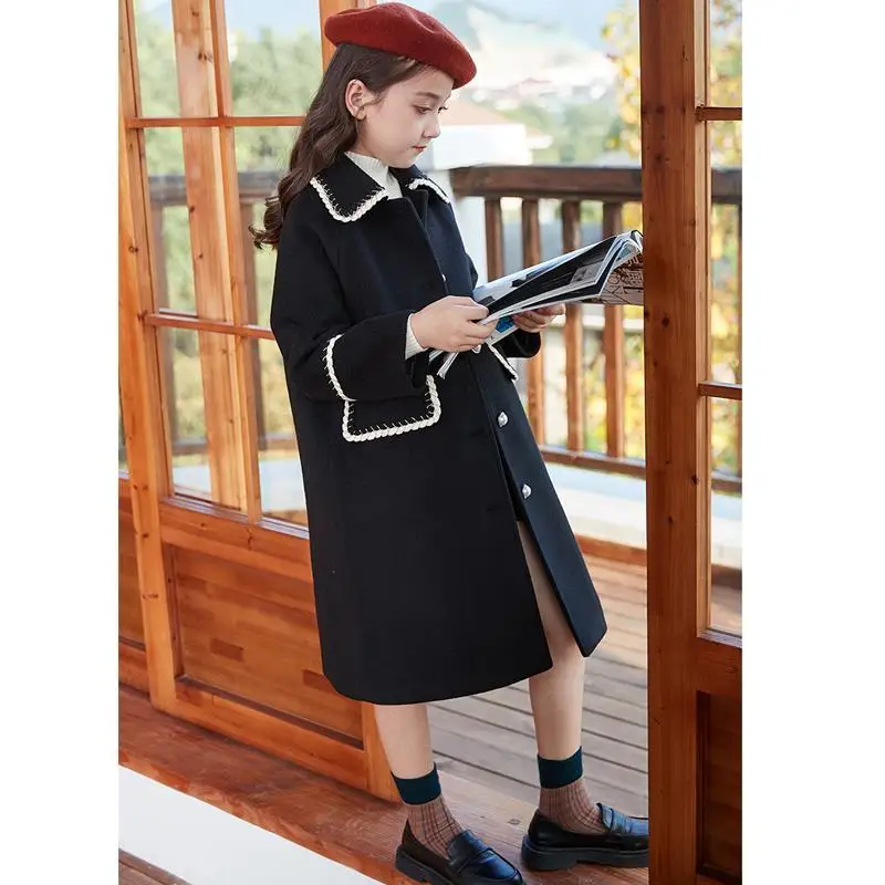 

Vintage Long Winter Spring Children Coat Baby Girls Clothes Warm Loose Thicken Jackets Lambswool Toddler Pocket Outwear Kids 202