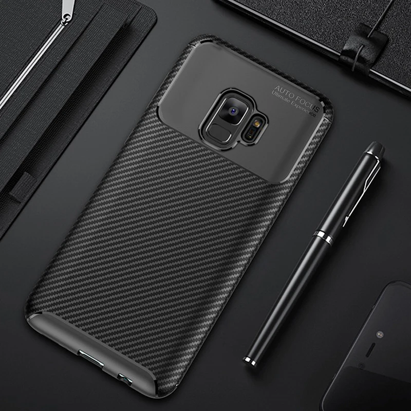 Чехол для Samsung Galaxy S9 S 9 Plus Роскошный чехол из углеродного волокна ударопрочный