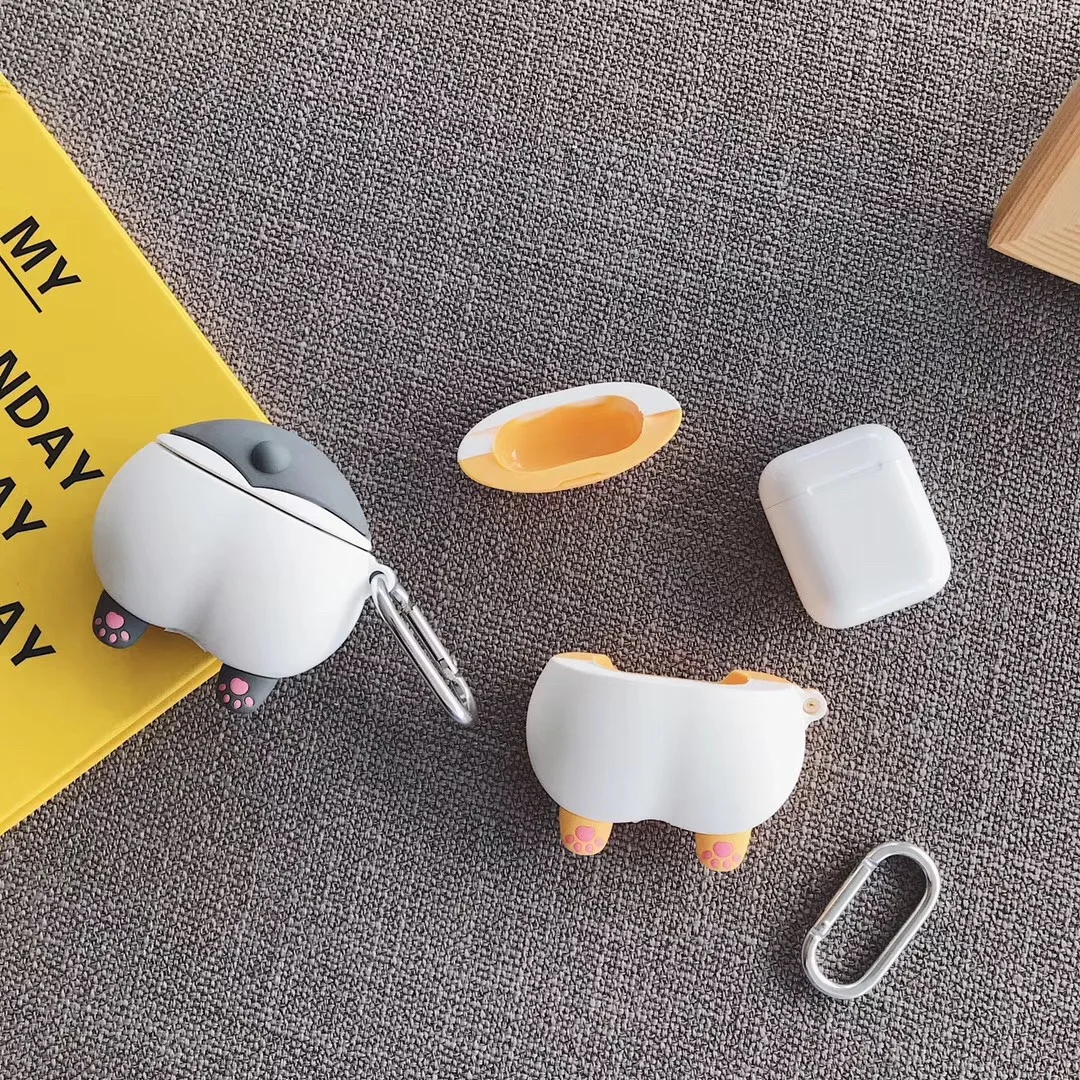 Для AirPods чехол 3D Забавный мультфильм Keki собака попка чехол для наушников для Airpods 2/i10/i11TWS Защитная крышка с крючок карабина
