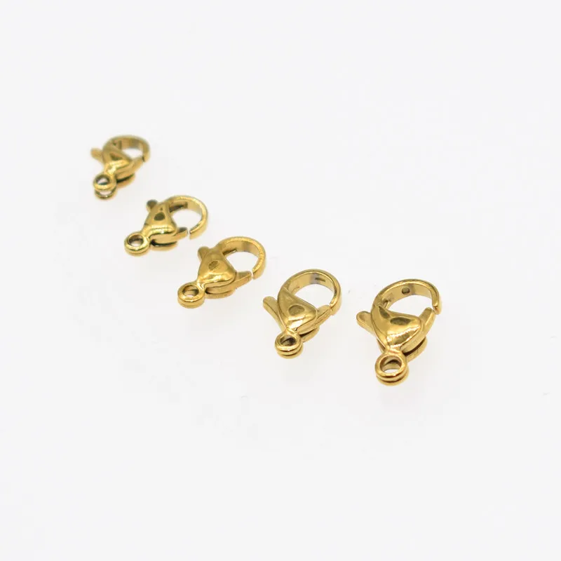

10pcs/lot 9-15mm 304 Stainless Steel Gold Plated Lobster Clasp Hooks for Necklace&Bracelet Chain DIY Fashion Jewelry Findings