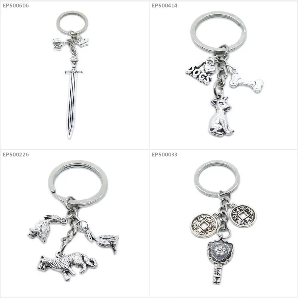 Брелок для ключей зеркальный цветок монеты китайский шнауцер собака кряк утка