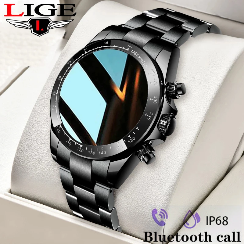 

LIGE New Men Bluetooth Call Smart Watch Heart Rate Waterproof Watch Sport Fitness Tracker Smart Clock Steel Band Style Watch