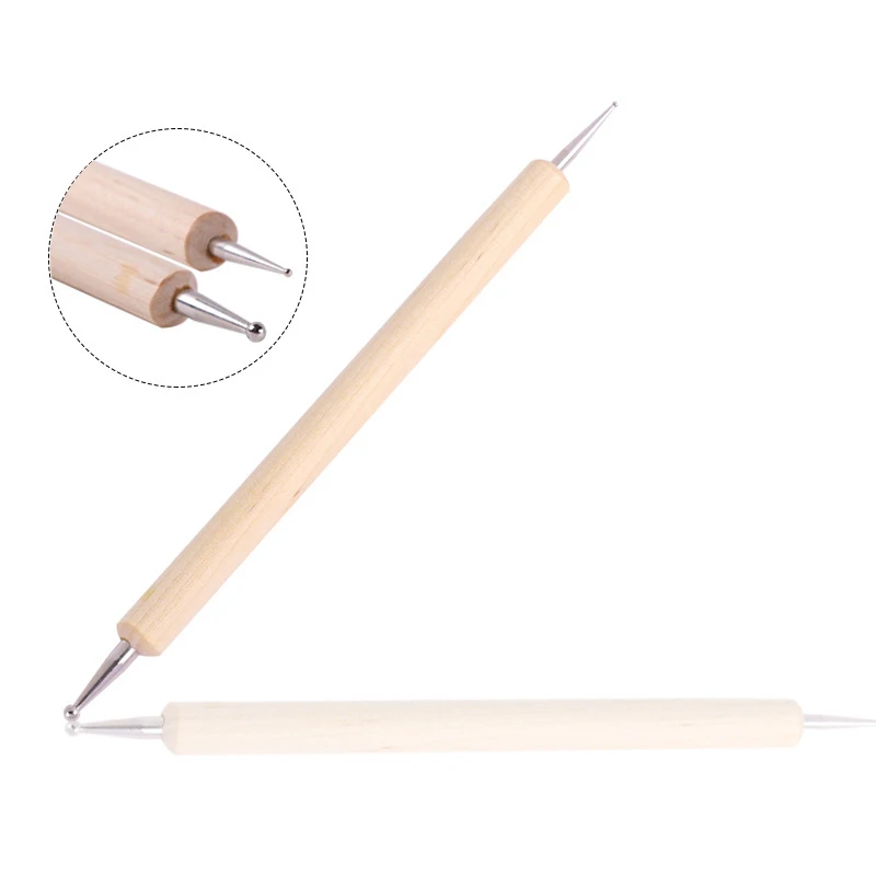 5 PCS 2 Heads Wooden Dotting Pen Marbleizing Tool Nail Art Dot For Design Manicure Rhinestone | Красота и здоровье