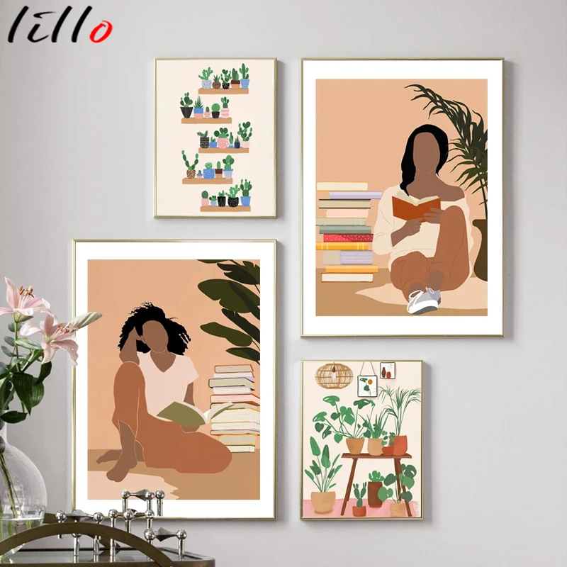 Однолинейная Абстрактная живопись искусство лица листья боди-краска девушка