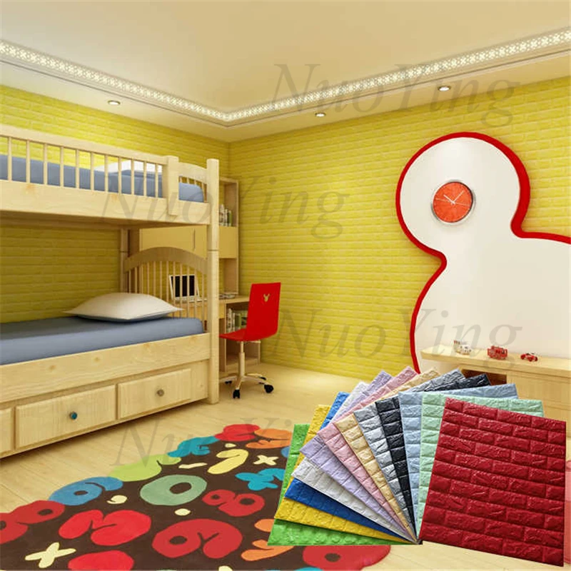 

77*70cm 3D Wall Sticker Imitation Brick Bedroom Decor Waterproof Self-adhesive Wallpaper For Living Room TV Backdrop Decor