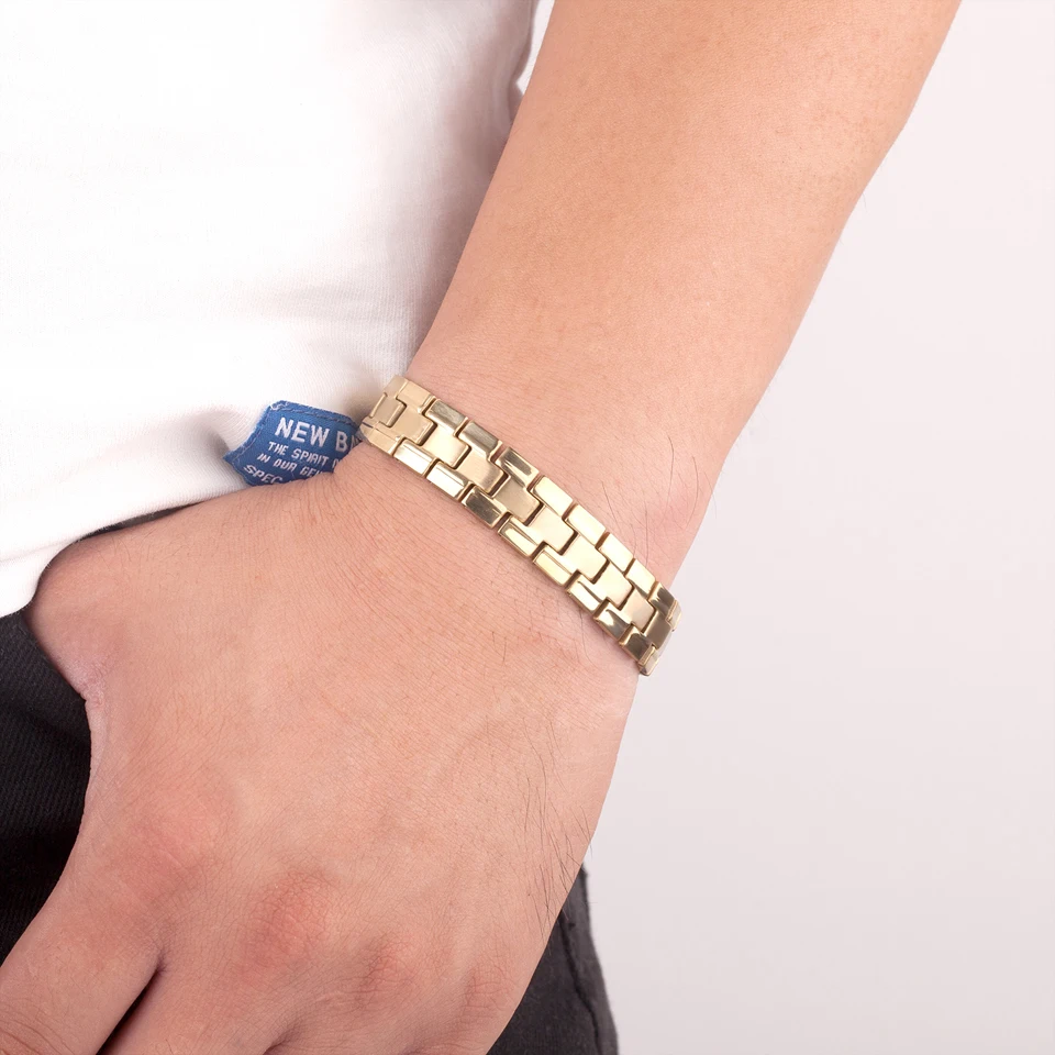 Мужской браслет из нержавеющей стали 210 мм золотистого цвета|Браслеты с