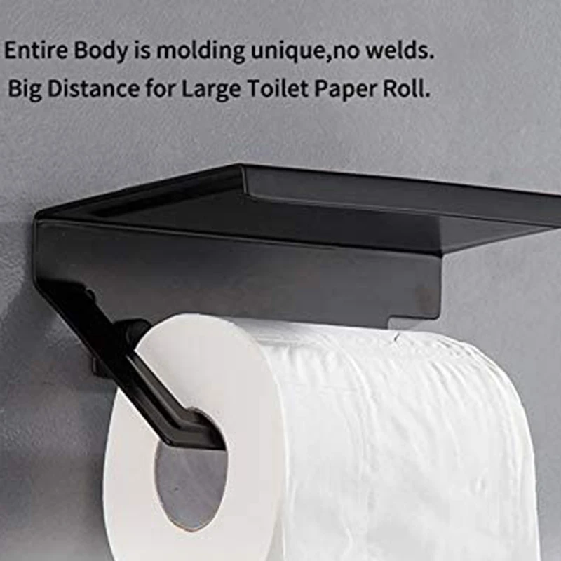 

Toilet Paper Holders,Wall Roll Paper Holders with Storage Shelf,Both Adhesive and Drilling Toilet Paper Tissue Stand