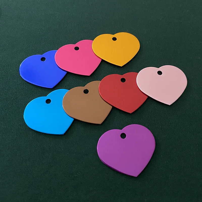Бирки для питомцев 1000 шт./лот из алюминиевого сплава в форме сердца разные цвета |