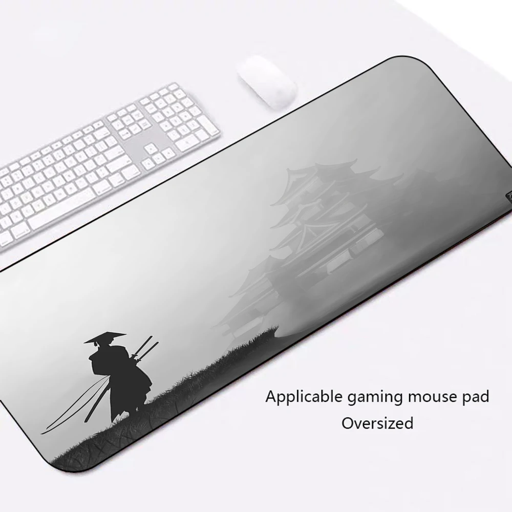 

GuJiaDuo Japanese Samurai Gaming Mouse Pad Mini PC Laptop Gaming Accessories Black and White Mouse Pad Keyboard Desktop Mousepad