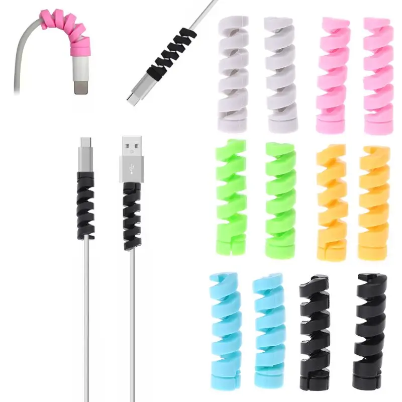 

2Pcs Cable Protector Bobbin Winder Data Line Case Rope Protection Spring Twine For Phone USB Earphone Cover Drop Shipping