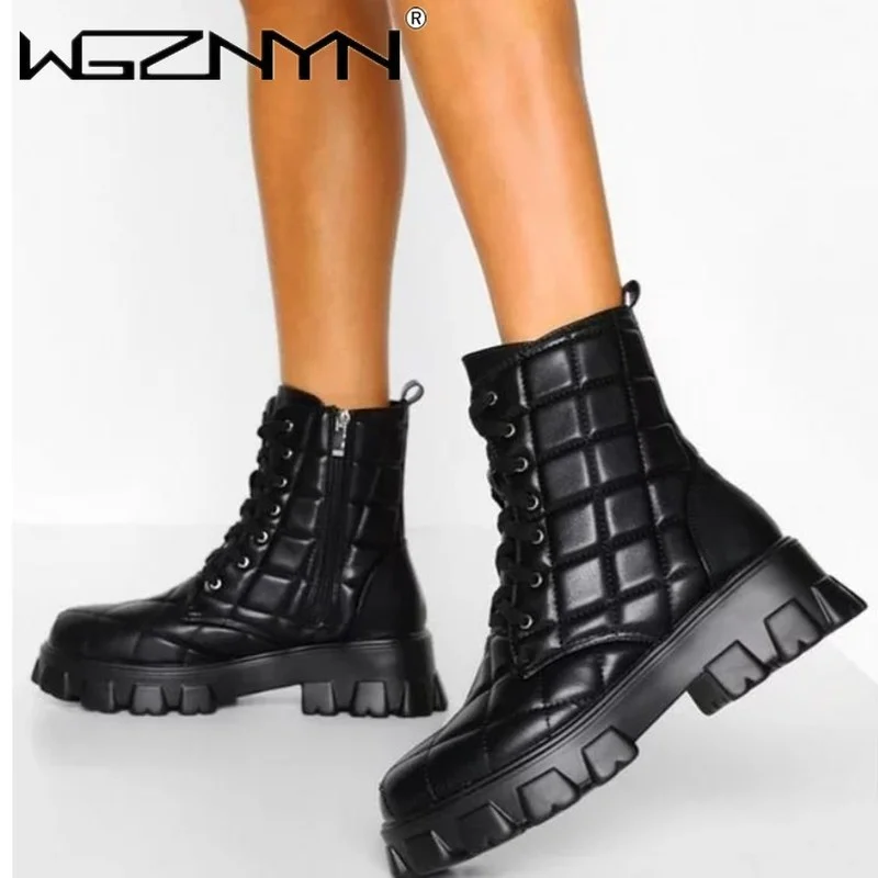 

2021 Fashion Winter Women Boots Warmth Platform Ankle Boots Women Casual Booties Round Toe Women's Shoes Botas Mujer