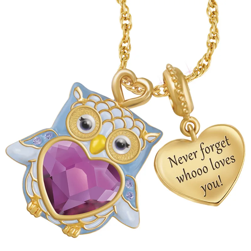 

Oil Drop Colored Glaze Love Owl Engraved Pendant Necklace Chain Necklace Women Jewelry Set Chain Letter Necklace Wholesale