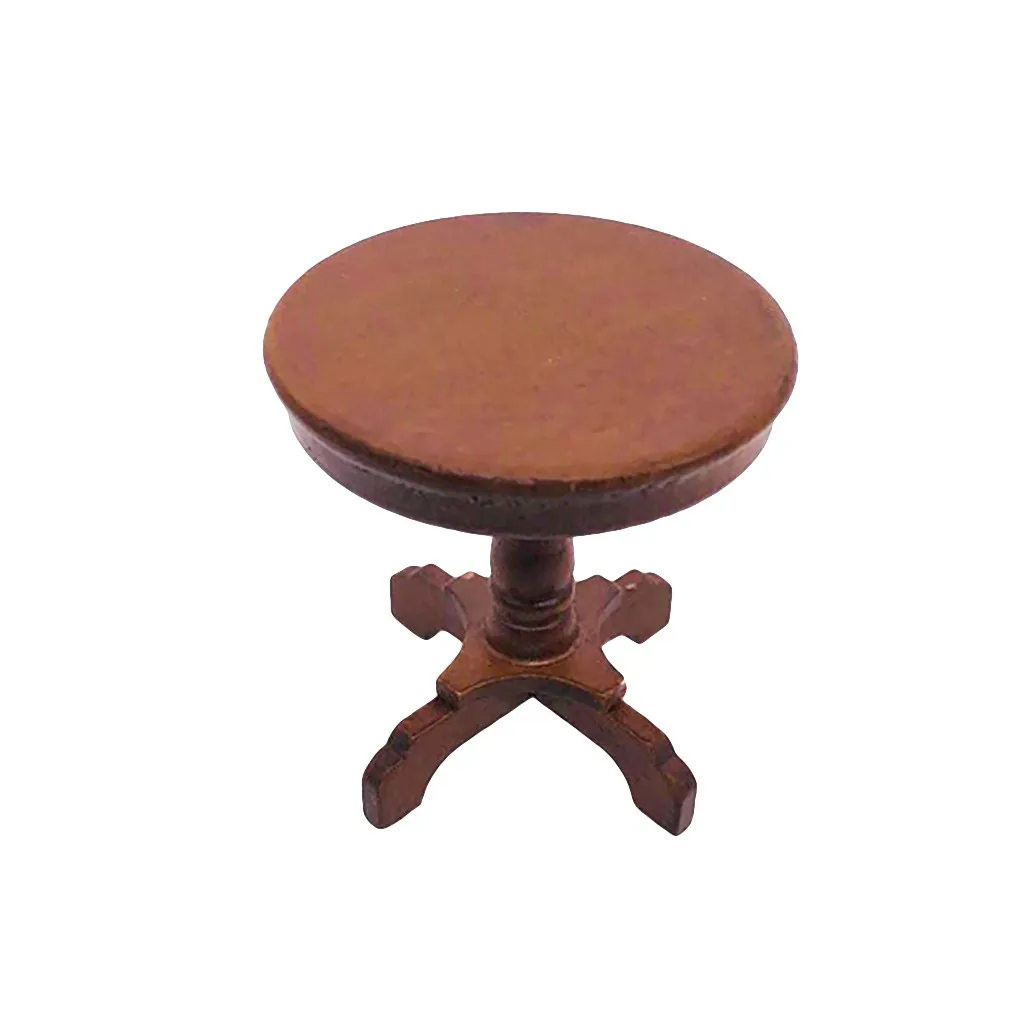 2019 New1:12 Dollhouse Furniture Miniature Wooden Round Side Table Kids Pretend Play Toy Simulation Room/Furniture |