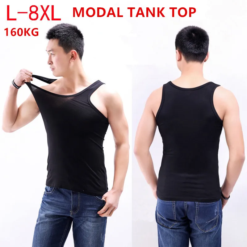 Men Tank Tops Modal Muscle Vest Undershirt Plus Size 150KG 6XL 7XL 8XL Sleeveless Top Solid Oversized High Stretch Summer Vest
