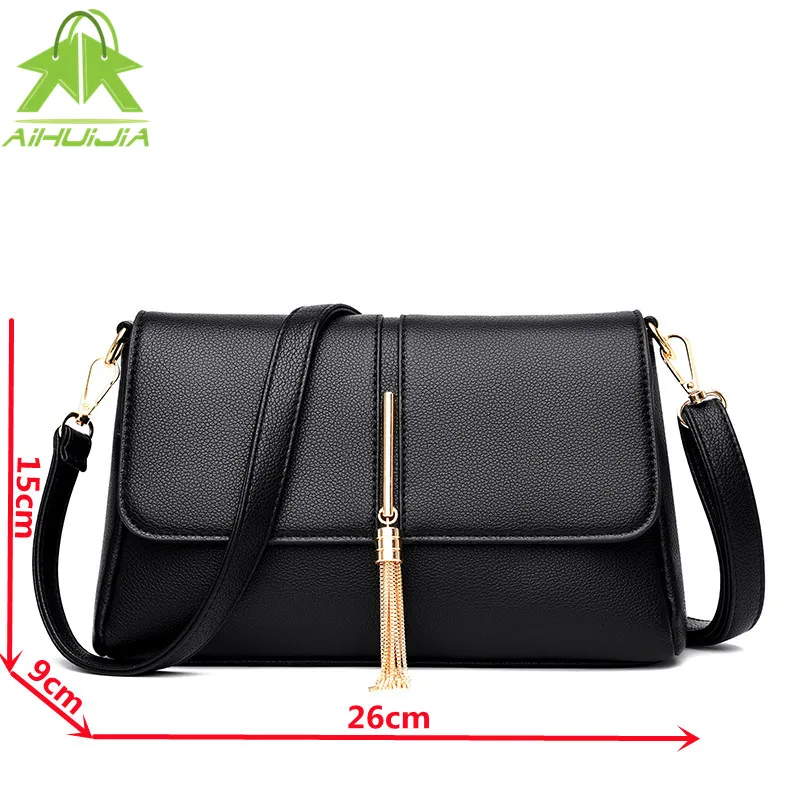 

Fashion Pu Leather Crossbody Bags for Women 2021 New Ladies Luxury Designer Tassel Handbag High Quality Shoulder Messenger Bag