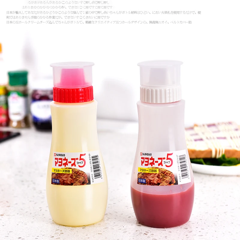 

380ml Squeeze Bottle 5 Hole Ketchup Mustard Salad Dressing Seasoning Squeezer Condiment Bottles for Family Restaurant Bakery