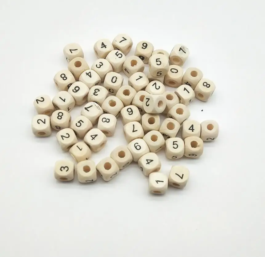 100 шт./лот бусины с буквами алфавита/цифрами деревянные 10 мм квадратные для