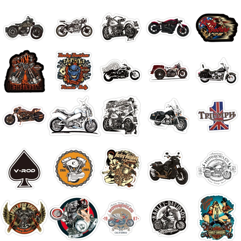 10/30/50 Pcs Harley Davidson Stickers Cartoon Graffiti Sticker for Laptop Bicycle Skateboard Waterproof Decal Child Classic Toys images - 6