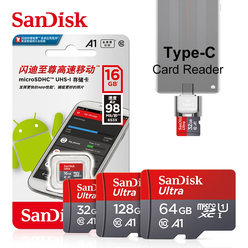 Sandisk карта памяти Micro SD класс 10 16 ГБ 32 64 100% ГБ|Карты памяти| |