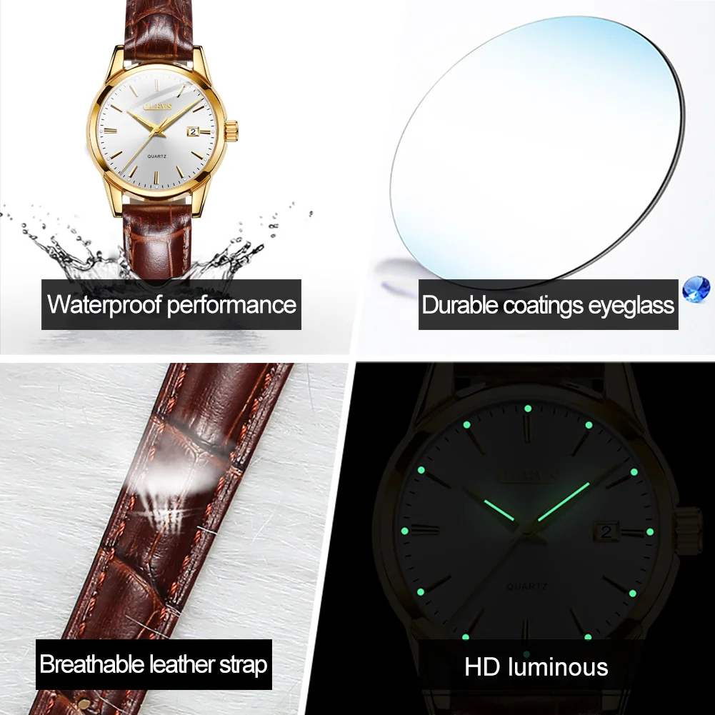 OLEVS relojes mujer 2020 элегантные кварцевые женские часы модные кожаные Наручные
