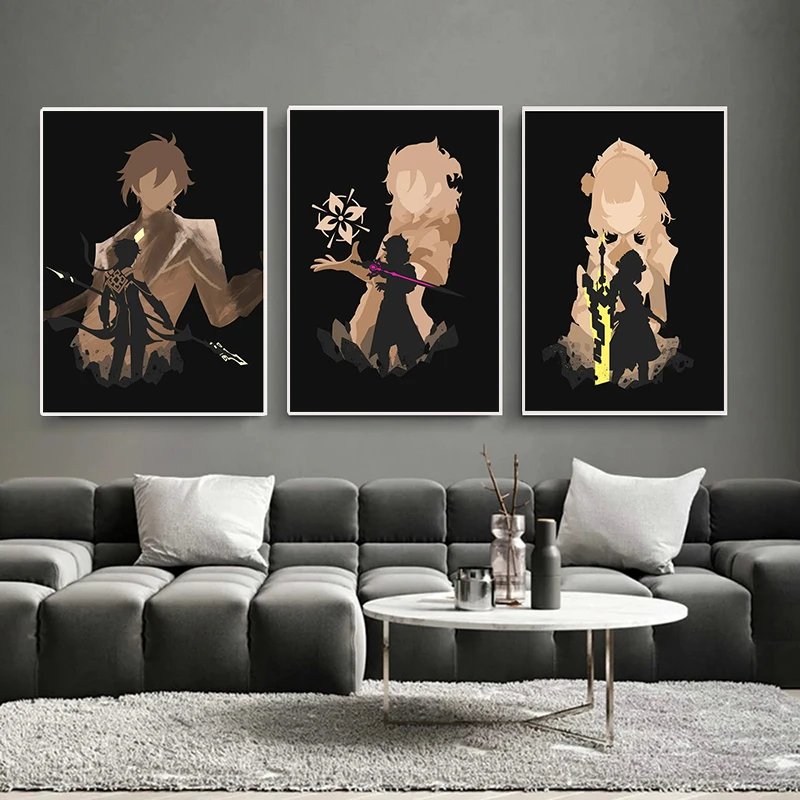 

Genshin Impact Game Anime Poster Canvas Painting Art wall picture Print Living Room Painting For home interior room decoration