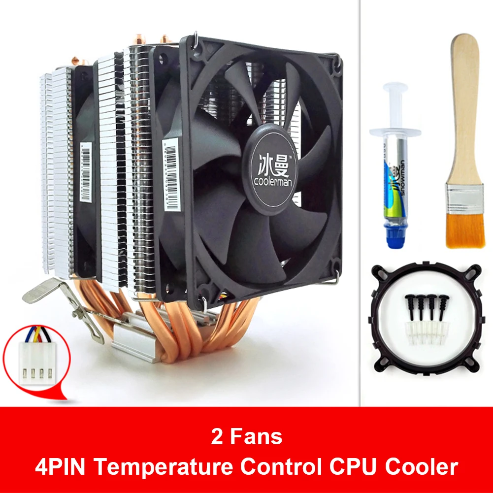 

SNOWMAN 6 Heat Pipe Cooling Office CPU Cooler Fan 4 Pin PWM Silent Radiator Double Tower Fin Group For Home Office Internet