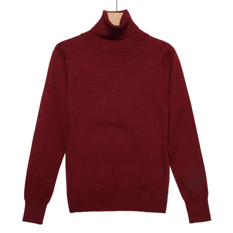 Wine Red 9488 ONLYSVTER женский свитер с высоким воротником пуловеры с длинными рукавами Топ хорошо тянется мягкий женский джемпер Повседневный вязаный пуловер - Color: Wine Red 9488
