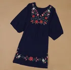 Женская этническая хлопковая блузка в стиле бохо Cheshanf, винтажная туника с вышивкой в мексиканском стиле