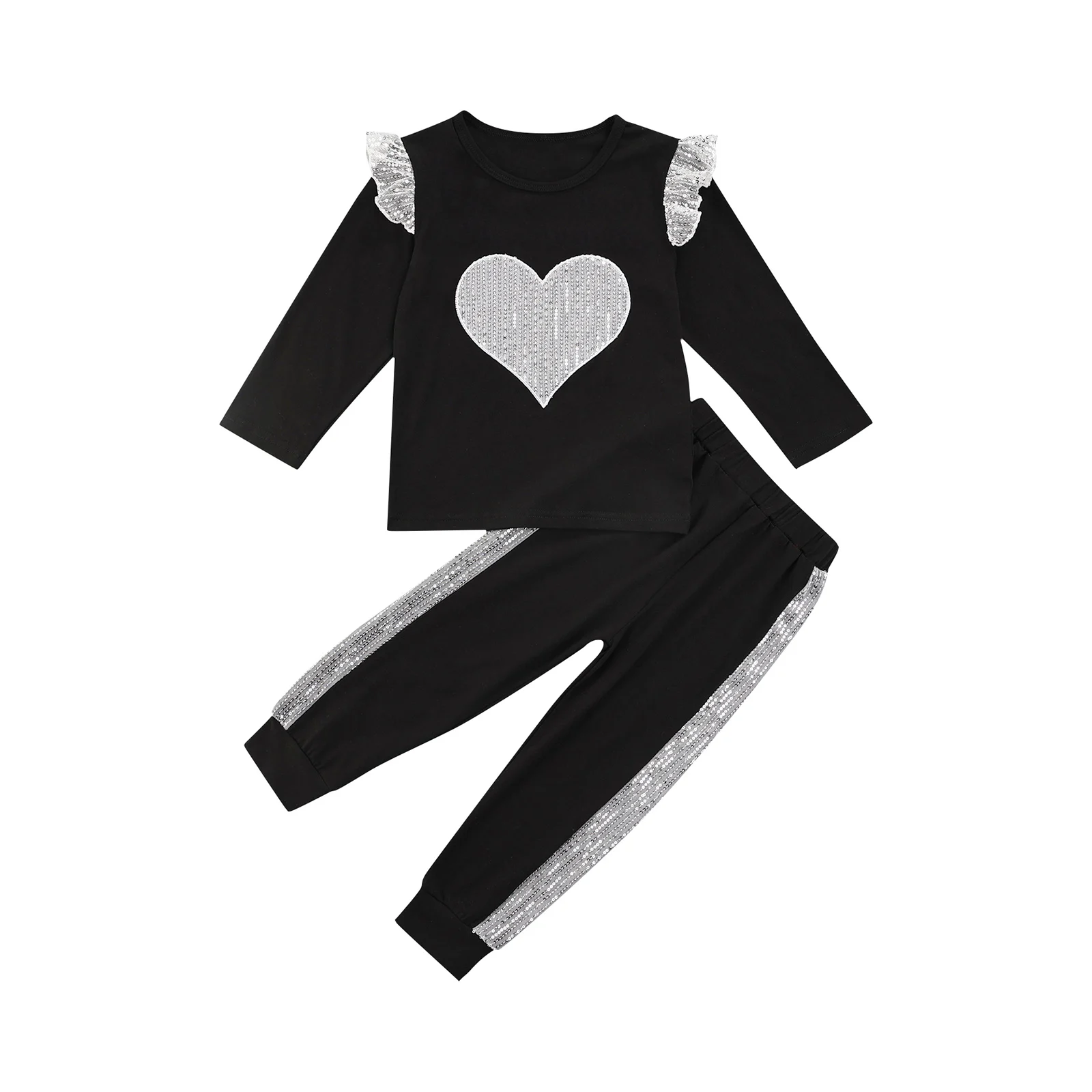 

2 шт., Повседневный пуловер с круглым вырезом и блестками