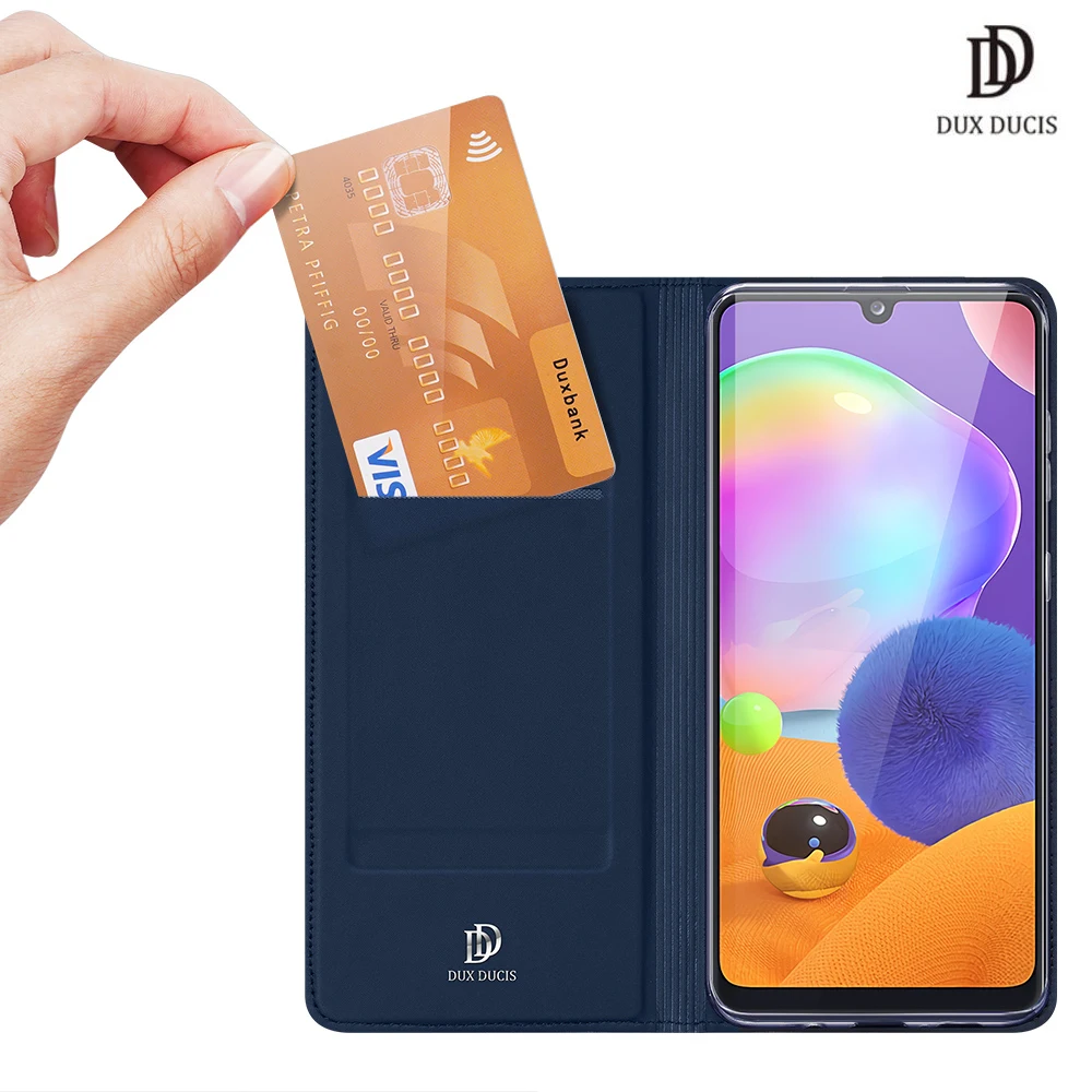 

For Samsung Galaxy A31 Case DUX DUCIS Skin Pro Series Flip Cover Luxury Leather Wallet Case Full Good Protection Steady Stand