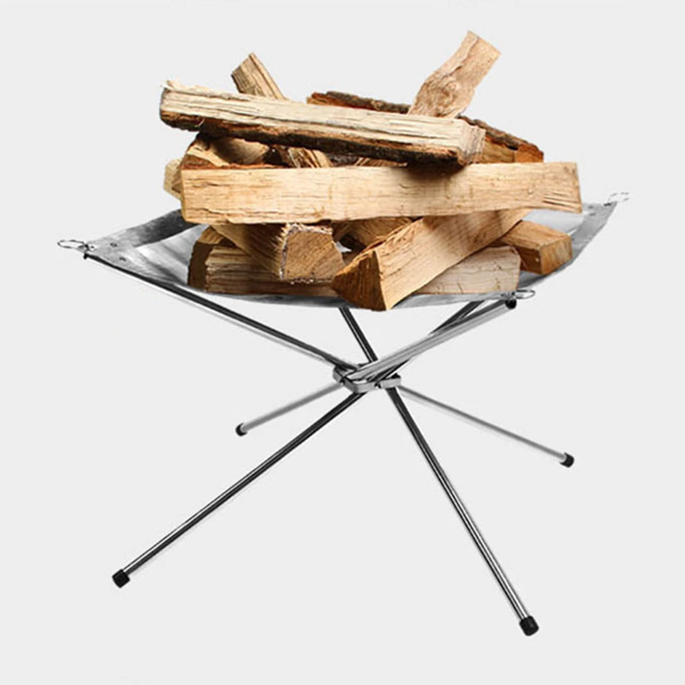 Outdoor Fire Burn Pit Stand Portable Solid Fuel Rack Folding Stove Frame Fast Heating Wood Charcoal Camping Tool | Спорт и