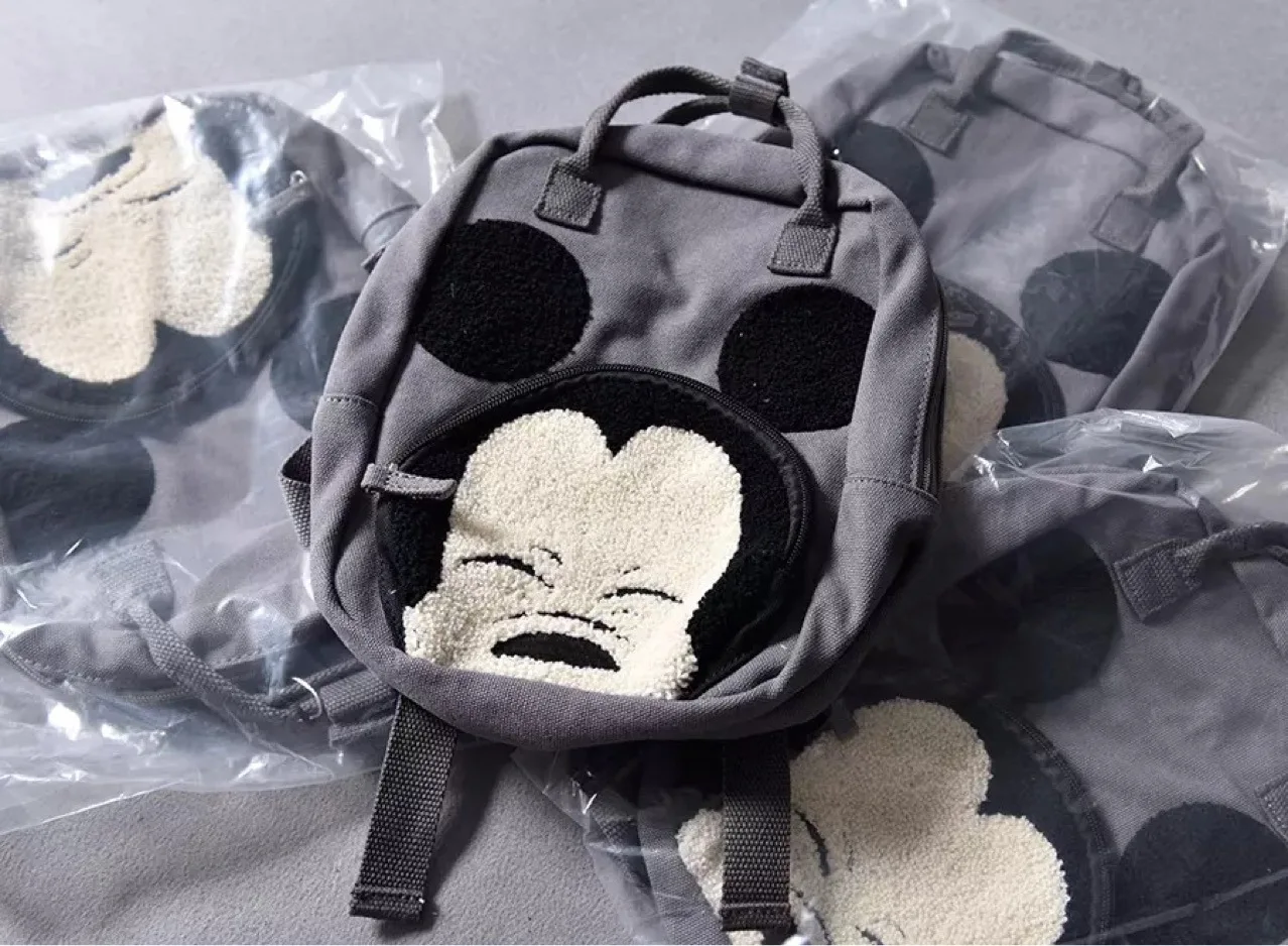 Disney Mickey Mouse Backpack Cartoon Cute Kids Bag Gray Handbag School Bags for Teenage Girls  Cute Backpack