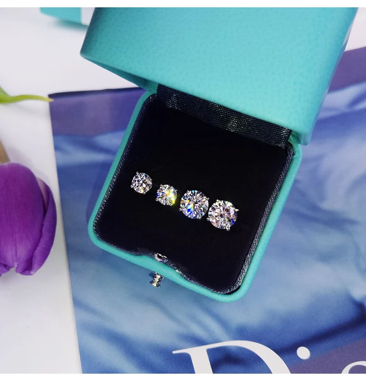 Женские свадебные серьги гвоздики со стразами из 100% серебра 925 пробы с фианитом