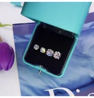 Женские свадебные серьги-гвоздики со стразами, из 100% серебра 925 пробы, с фианитом, вечерние ювелирные изделия, 567 мм