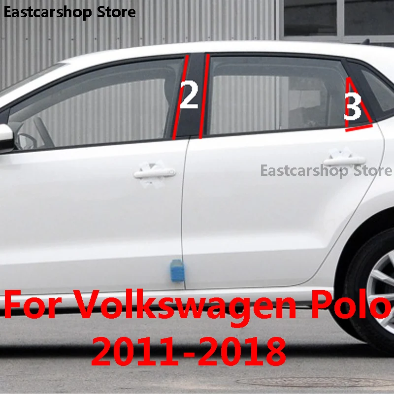 

Автомобильная средняя Колонка для Volkswagen VW Polo 2018 2017 2016, оконная отделка из поликарбоната, декоративная полоса для стойки B C, стикер, аксессуары 2011-2015