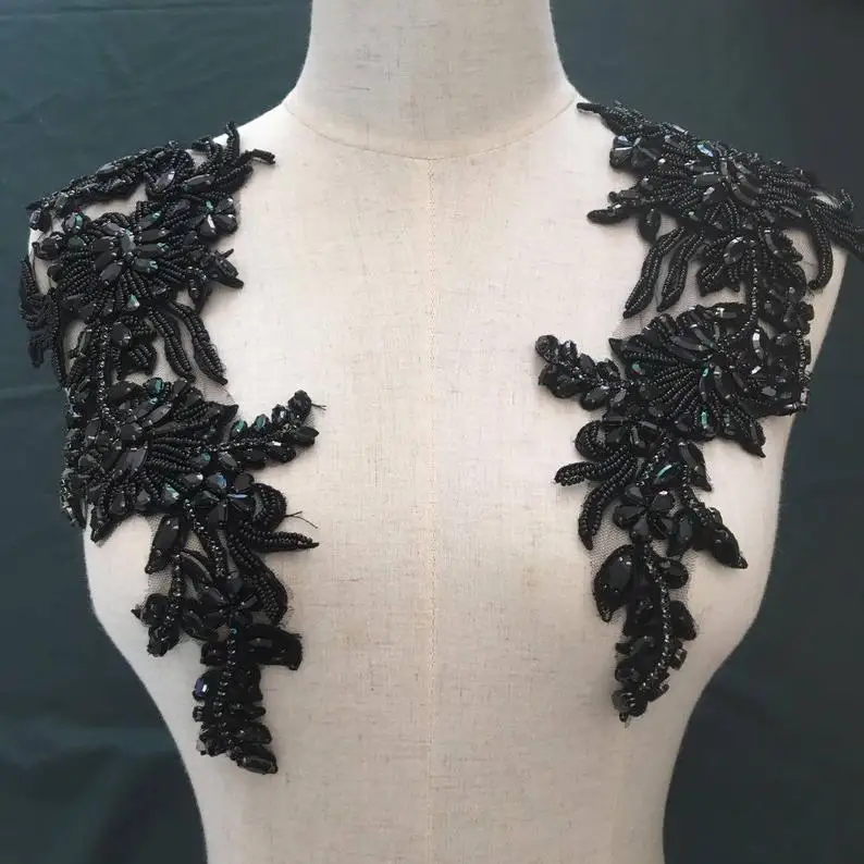 Горный хрусталь Кристалл бисера железа на Свадебная аппликация Пара горный для