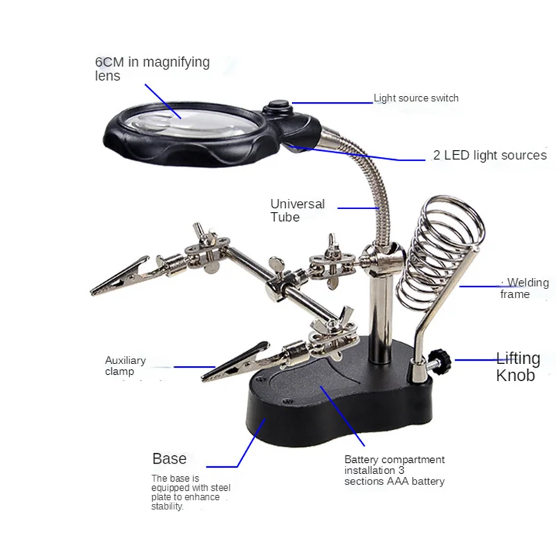 Увеличительное стекло 2 5x со светодиодной подсветильник лупа с дополнительным